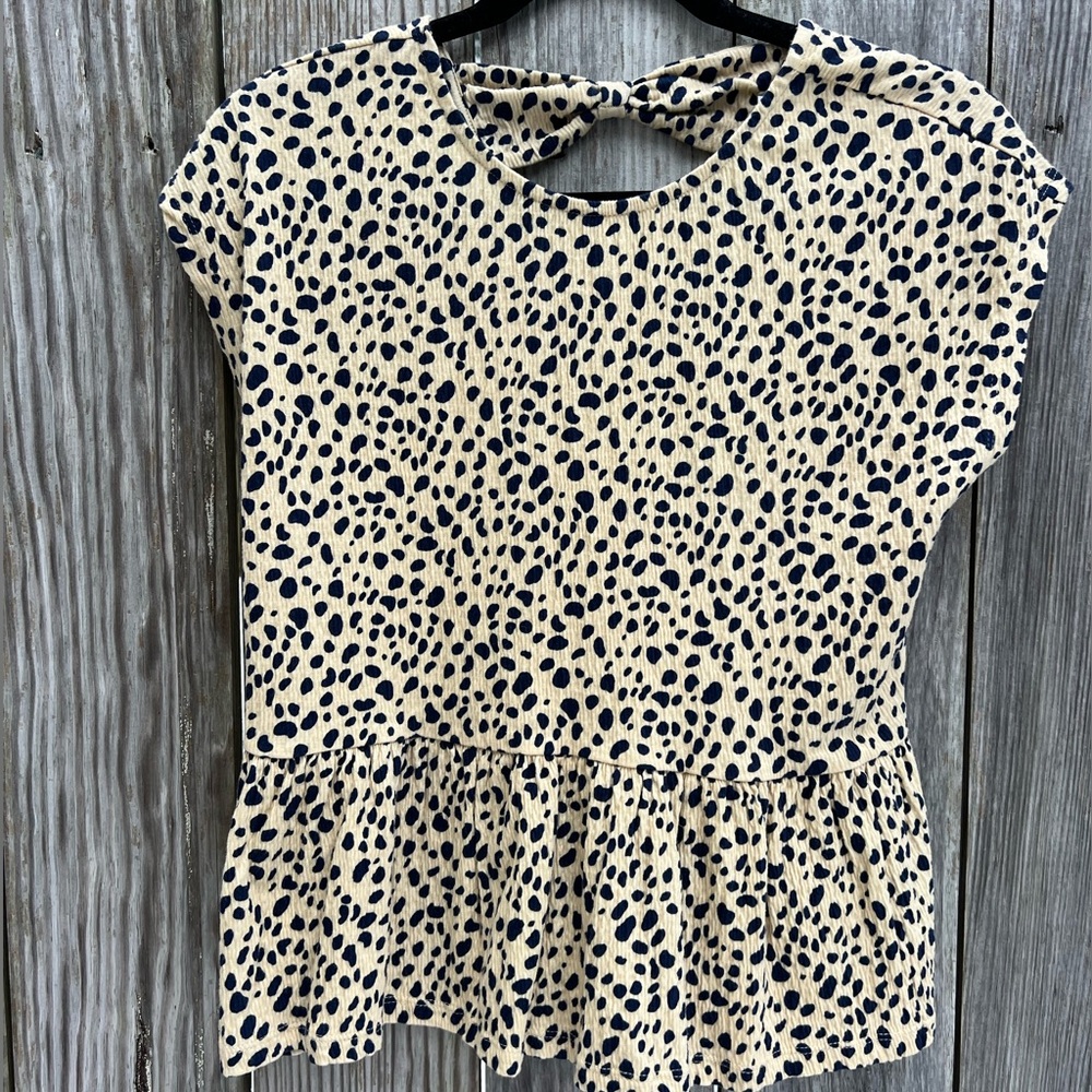 CROWN & IVY Tan Animal Short Sleeve Leopard Print Kids Top XL NWT NEW